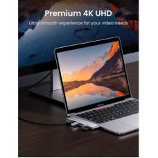 Концентратор Ugreen 2xUSB-C to HDMI + 2xUSB 3.0 + SD/TF + USB-C CM380 gray (80856) - Фото