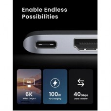 Концентратор Ugreen 2xUSB-C to HDMI + 2xUSB 3.0 + SD/TF + USB-C CM380 gray (80856) - Фото