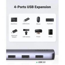 Концентратор Ugreen USB-C to 4xUSB 3.0 + HDMI CM417 gray (20197) - Фото