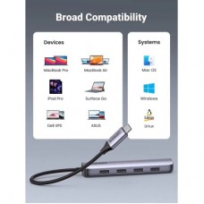 Концентратор Ugreen USB-C to 4xUSB 3.0 + HDMI CM417 gray (20197) - Фото