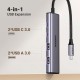 Концентратор Ugreen USB-C to 2xUSB 3.0 + 2xUSB-C CM473 gray (15395)