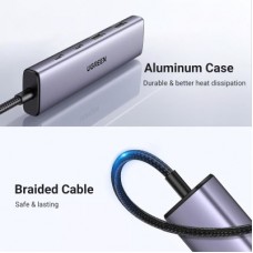 Концентратор Ugreen USB-C to 2xUSB 3.0 + 2xUSB-C CM473 gray (15395) - Фото