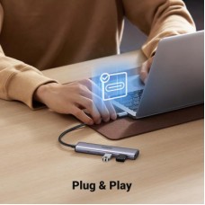 Концентратор Ugreen USB-C to 2xUSB 3.0 + 2xUSB-C CM473 gray (15395) - Фото