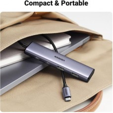 Концентратор Ugreen USB-C to 2xUSB 3.0 + 2xUSB-C CM473 gray (15395) - Фото