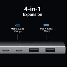 Концентратор Ugreen USB-C to 2xUSB 3.2 + 2xUSB-C 10Gbps CM480 gray (30758) - Фото