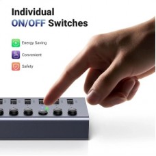 Концентратор Ugreen USB 3.0 to 7xUSB 3.0 with power supply CM481 gray (90307) - Фото