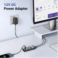 Концентратор Ugreen USB 3.0 to 7xUSB 3.0 with power supply CM481 gray (90307) - Фото