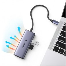 Концентратор Ugreen USB-C 4-in-1 3xUSB 3.0 + HDMI CM500 gray (50629) - Фото