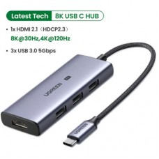 Концентратор Ugreen USB-C 4-in-1 3xUSB 3.0 + HDMI CM500 gray (50629) - Фото