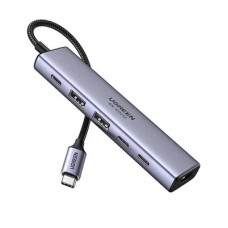 Концентратор Ugreen USB-C to HDMI + 2xUSB 3.2 + 2xUSB-C 3.2 + PD CM511 gray (35999) - Фото