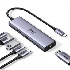 Концентратор Ugreen USB-C to HDMI + 2xUSB 3.2 + 2xUSB-C 3.2 + PD CM511 gray (35999) - Фото