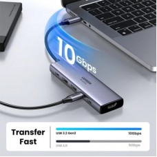 Концентратор Ugreen USB-C to HDMI + 2xUSB 3.2 + 2xUSB-C 3.2 + PD CM511 gray (35999) - Фото