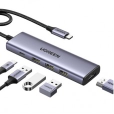 Концентратор Ugreen USB-C to HDMI + 3xUSB 3.0 + PD CM511 gray (15596) - Фото