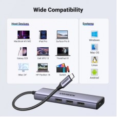 Концентратор Ugreen USB-C to HDMI + 3xUSB 3.0 + PD CM511 gray (15596) - Фото