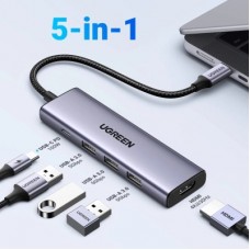 Концентратор Ugreen USB-C to HDMI + 3xUSB 3.0 + PD CM511 gray (15596) - Фото