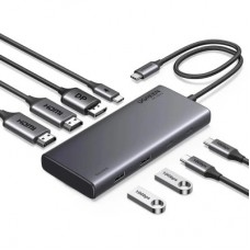 Концентратор Ugreen USB-C to 2xUSB 3.2 + 2xUSB-C 3.2 + 2xHDMI + DP 4K60Hz + PD 100W CM639 gray (35625) - Фото