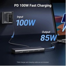 Концентратор Ugreen USB-C to 2xUSB 3.2 + 2xUSB-C 3.2 + 2xHDMI + DP 4K60Hz + PD 100W CM639 gray (35625) - Фото