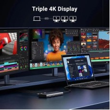 Концентратор Ugreen USB-C to 2xUSB 3.2 + 2xUSB-C 3.2 + 2xHDMI + DP 4K60Hz + PD 100W CM639 gray (35625) - Фото