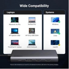 Концентратор Ugreen USB-C to 2xUSB 3.2 + 2xUSB-C 3.2 + 2xHDMI + DP 4K60Hz + PD 100W CM639 gray (35625) - Фото