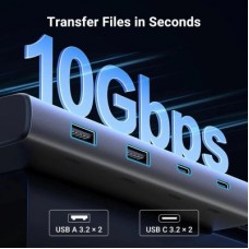 Концентратор Ugreen USB-C to 2xUSB 3.2 + 2xUSB-C 3.2 + 2xHDMI + DP 4K60Hz + PD 100W CM639 gray (35625) - Фото