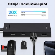 Концентратор Ugreen USB-C to 2xUSB 3.2 Gen2 + 2xUSB-C 3.2 Gen2 10Gbps CM806 black (35583) - Фото