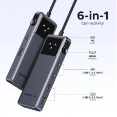 Концентратор Ugreen USB-C to HDMI + 2xUSB 3.2 + 2xUSB-C 3.2 + PD CM888 gray (35998) - Фото