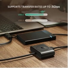 Концентратор Ugreen USB 3.0 to 4xUSB + USB-C plug 1.0m CR113 black (40850) - Фото