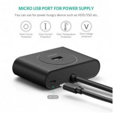 Концентратор Ugreen USB 3.0 to 4xUSB + USB-C plug 1.0m CR113 black (40850) - Фото