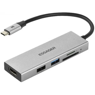 Концентратор Essager USB-C 5-in-1 HDMI 1.4 + USB 3.0 + USB 2.0 + SD / TF (EHBC05-FH0G-P)