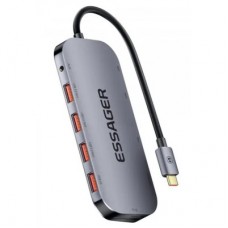 Концентратор Essager USB-C 11-in-1 USB 3.2 + USB 2.0 + HDMI + VGA + USB-C + RJ45 + SD/TF + audio (EHB11-FQ0G-Z) - Фото