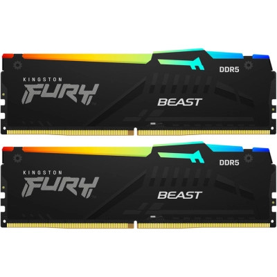 Модуль памяти для компьютера DDR5 128GB (2x64GB) 5600 MHz Beast RGB Kingston Fury (ex.HyperX) (KF556C40BBAK2-128)