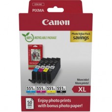 Картридж Canon CLI-551Multipack (BK,C,M,Y) XL +Paper (6443B008) - Фото