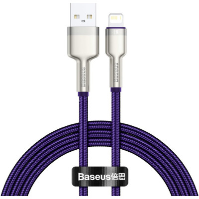 Дата кабель USB 2.0 AM to Lightning 1.0m 2.4A metal purple Baseus (CALJK-A05)