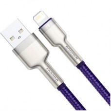 Дата кабель USB 2.0 AM to Lightning 1.0m 2.4A metal purple Baseus (CALJK-A05) - Фото