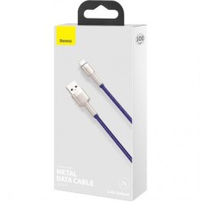 Дата кабель USB 2.0 AM to Lightning 1.0m 2.4A metal purple Baseus (CALJK-A05) - Фото
