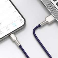 Дата кабель USB 2.0 AM to Lightning 1.0m 2.4A metal purple Baseus (CALJK-A05) - Фото