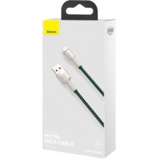 Дата кабель USB 2.0 AM to Lightning 2.0m 2.4A metal green Baseus (CALJK-B06) - Фото