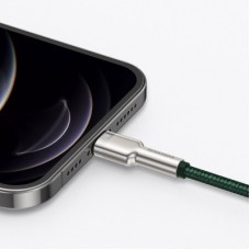Дата кабель USB 2.0 AM to Lightning 2.0m 2.4A metal green Baseus (CALJK-B06) - Фото