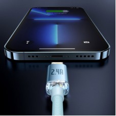 Дата кабель USB 2.0 AM to Lightning 2.0m 2.4A sky blue Baseus (CAJY001203) - Фото
