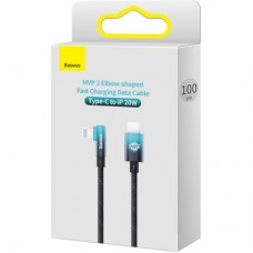 Дата кабель USB-C to Lightning 1.0m 20W 90° corner black/blue Baseus (CAVP000221) - Фото