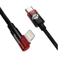 Дата кабель USB-C to Lightning 1.0m 20W 90° corner black/red Baseus (CAVP000220) - Фото