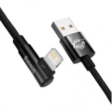 Дата кабель USB 2.0 AM to Lightning 1.0m 2.4A 90° corner black Baseus (CAVP000001) - Фото