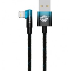 Дата кабель USB 2.0 AM to Lightning 1.0m 2.4A 90° corner black/blue Baseus (CAVP000021) - Фото
