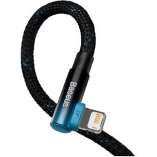 Дата кабель USB 2.0 AM to Lightning 1.0m 2.4A 90° corner black/blue Baseus (CAVP000021) - Фото