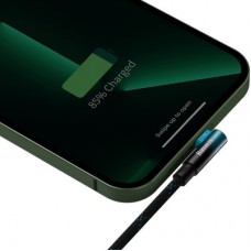 Дата кабель USB 2.0 AM to Lightning 1.0m 2.4A 90° corner black/blue Baseus (CAVP000021) - Фото