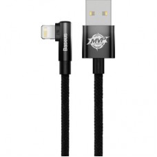 Дата кабель USB 2.0 AM to Lightning 2.0m 2.4A 90° corner black Baseus (CAVP000101) - Фото