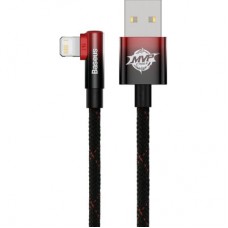 Дата кабель USB 2.0 AM to Lightning 2.0m 2.4A 90° corner black/red Baseus (CAVP000120) - Фото