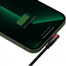 Дата кабель USB 2.0 AM to Lightning 2.0m 2.4A 90° corner black/red Baseus (CAVP000120) - Фото
