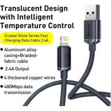 Дата кабель USB 2.0 AM to Lightning 1.2m 2.4A black Baseus (CAJY000001) - Фото