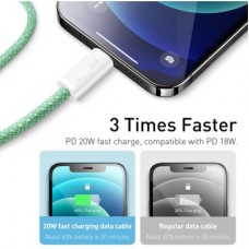 Дата кабель USB-C to Lightning 2.0m 20W green Baseus (CALD000106) - Фото